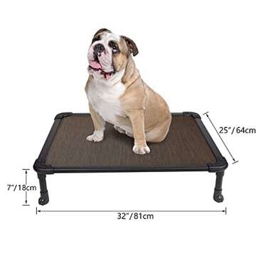 Veehoo Chew Proof Elevated Dog Bed - Cooling Raised Pet Cot - Rustless Aluminum Frame and Durable Textilene Mesh, Unique Designed No-Slip Feet for Indoor or Outdoor Use, Brown, Medium, CWC2002