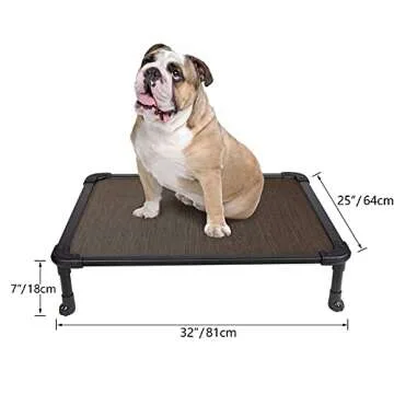 Veehoo Chew Proof Elevated Dog Bed - Cooling Raised Pet Cot - Rustless Aluminum Frame and Durable Textilene Mesh, Unique Designed No-Slip Feet for Indoor or Outdoor Use, Brown, Medium, CWC2002