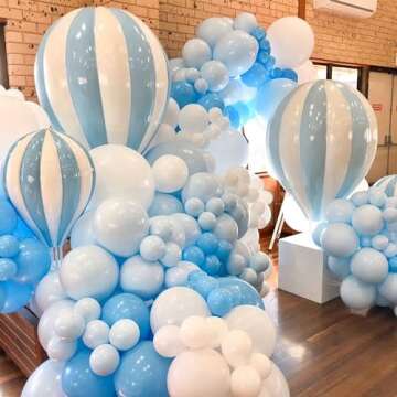PartyWoo Light Blue Balloons, 127 pcs Matte Blue Balloons Different Sizes Pack of 36 Inch 18 Inch 12 Inch 10 Inch 5 Inch Blue Balloons for Balloon Garland or Balloon Arch as Party Decorations, Blue-Y4
