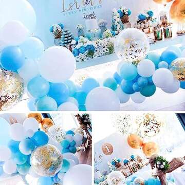 PartyWoo Light Blue Balloons, 127 pcs Matte Blue Balloons Different Sizes Pack of 36 Inch 18 Inch 12 Inch 10 Inch 5 Inch Blue Balloons for Balloon Garland or Balloon Arch as Party Decorations, Blue-Y4