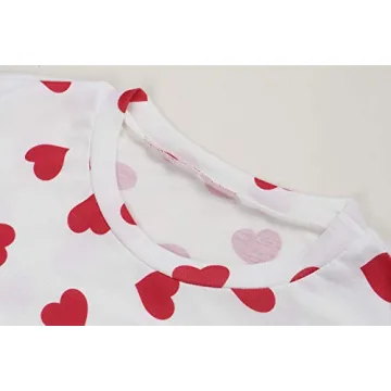 Valphsio Women's Valentine's T-shirt Soft Heart Print Blouse