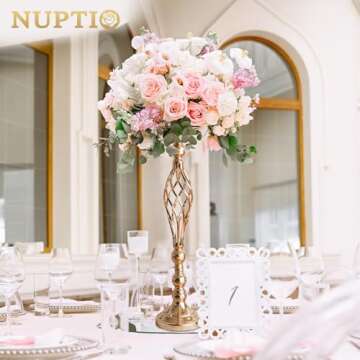 Versatile Metal Flower Arrangement, Candle Holder Stand Set for Wedding Party Dinner Centerpiece Event Restaurant Hotel Decoration (Twist Style, 10 x L)