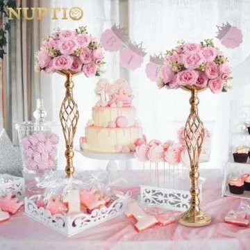 Versatile Metal Flower Arrangement, Candle Holder Stand Set for Wedding Party Dinner Centerpiece Event Restaurant Hotel Decoration (Twist Style, 10 x L)