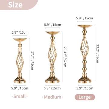 Versatile Metal Flower Arrangement, Candle Holder Stand Set for Wedding Party Dinner Centerpiece Event Restaurant Hotel Decoration (Twist Style, 10 x L)