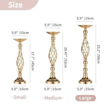 Versatile Metal Flower Arrangement, Candle Holder Stand Set for Wedding Party Dinner Centerpiece Event Restaurant Hotel Decoration (Twist Style, 10 x L)