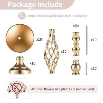 Versatile Metal Flower Arrangement, Candle Holder Stand Set for Wedding Party Dinner Centerpiece Event Restaurant Hotel Decoration (Twist Style, 10 x L)