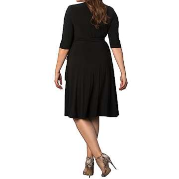 Kiyonna Plus Size Essential Midi Wrap Dress, Black 2X