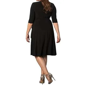 Kiyonna Plus Size Essential Midi Wrap Dress, Black 2X