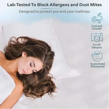 PlushDeluxe Queen Cotton Mattress Protector – Waterproof Cover with Fitted Sheet Design – Soft and Durable Mattress Pad for Noiseless Sleep – Easy to Install and Clean