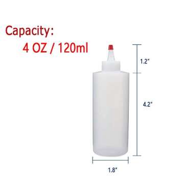 Anyumocz 12Pcs 4oz Clear Plastic Condiment Bottle,120ml Dispense Squeeze Bottles with Mini Red Caps ...