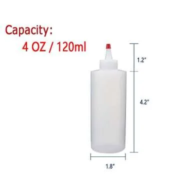 Anyumocz 12Pcs 4oz Clear Plastic Condiment Bottle,120ml Dispense Squeeze Bottles with Mini Red Caps ...
