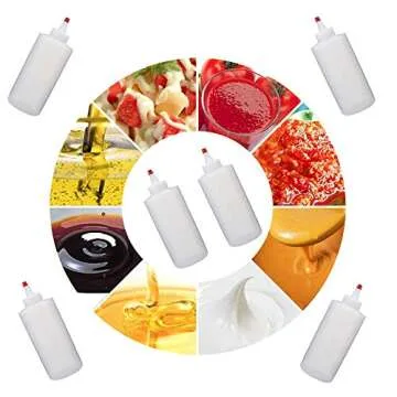 Anyumocz 12Pcs 4oz Clear Plastic Condiment Bottle,120ml Dispense Squeeze Bottles with Mini Red Caps for BBQ,Ketchup,Sauces,Dressing,Syrup,Arts,Crafts