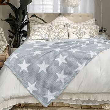 Home Soft Things Flannel Travel Throw Star Print Soft Warm Cozy Comfortable Blankets 50'' x 70'' Bed...