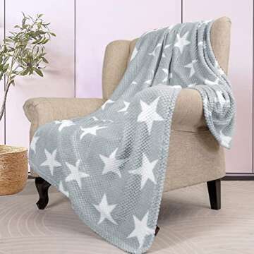 Home Soft Things Flannel Travel Throw Star Print Soft Warm Cozy Comfortable Blankets 50'' x 70'' Bedroom Living Room Décor Suitable for All Year Round