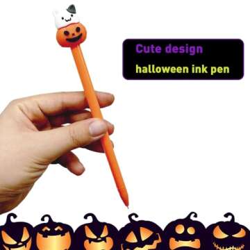 30Pcs Halloween Pens Bulk Halloween Ink Pen Pumpkin Ghost Bat Shape Pens for Party Supplies School Office