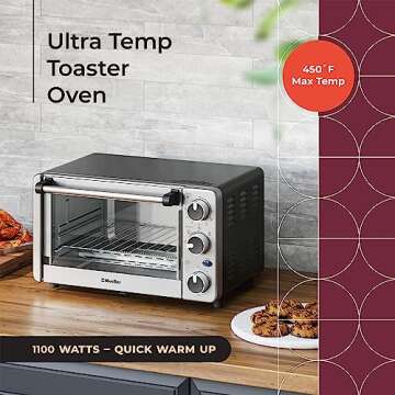 Mueller Toaster Oven with 30 Minute Timer - Toast - Bake - Broiler Settings, Stainless Steel, Natura...