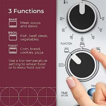 Mueller Toaster Oven with 30 Minute Timer - Toast - Bake - Broiler Settings, Stainless Steel, Natural Convection, Fits 9 inch Pizza, 4 Slice Toaster, 1100 W