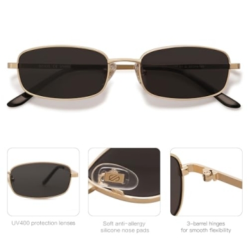SOJOS Retro Narrow Rectangle Sunglasses for All