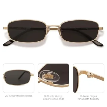SOJOS Retro Narrow Rectangle Sunglasses for All