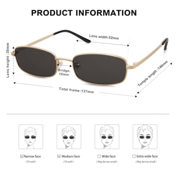 SOJOS Retro Narrow Rectangle Sunglasses for All