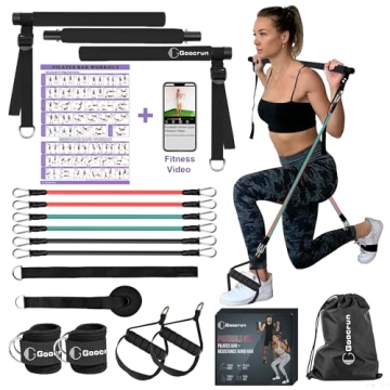 Pilates Bar Kit with Resistance Bands for Home Gym