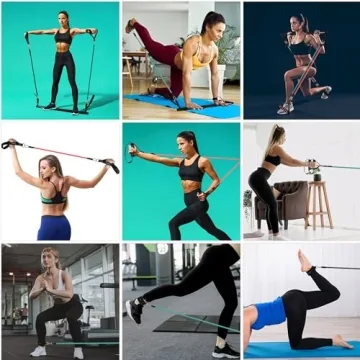 Pilates Bar Kit with Resistance Bands for Home Gym