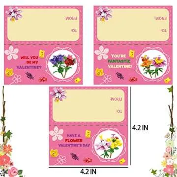 WODMAZ Valentines Day Cards with Bouquet Building Blocks, 24 Packs Romantic Flower Toys Valentines Day Gifts for Kids School Classroom Exchange, Valentine Party Favor, Valentine's Greeting Cards