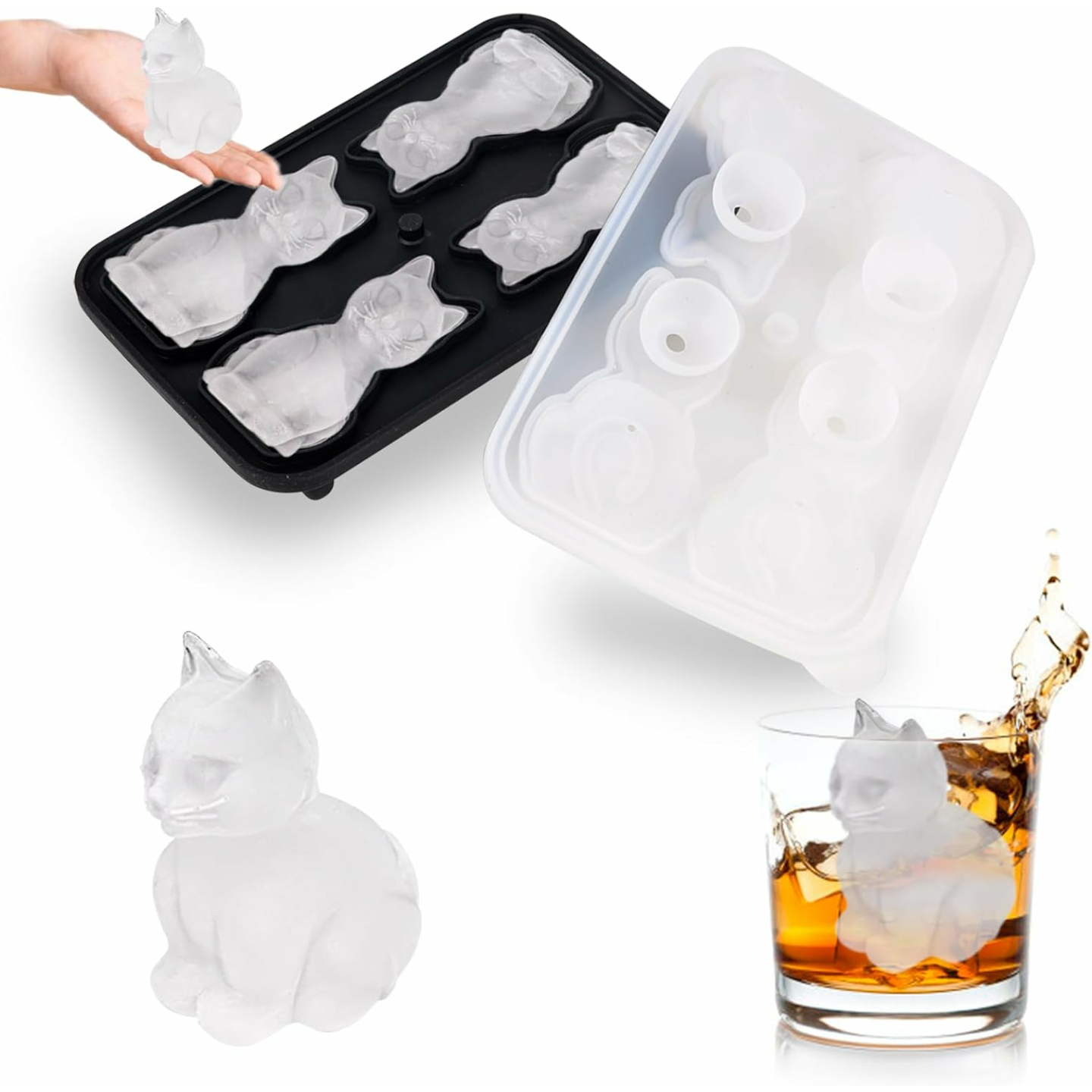 3D Cat Ice Cube Mold for Fun Cocktail Shapes