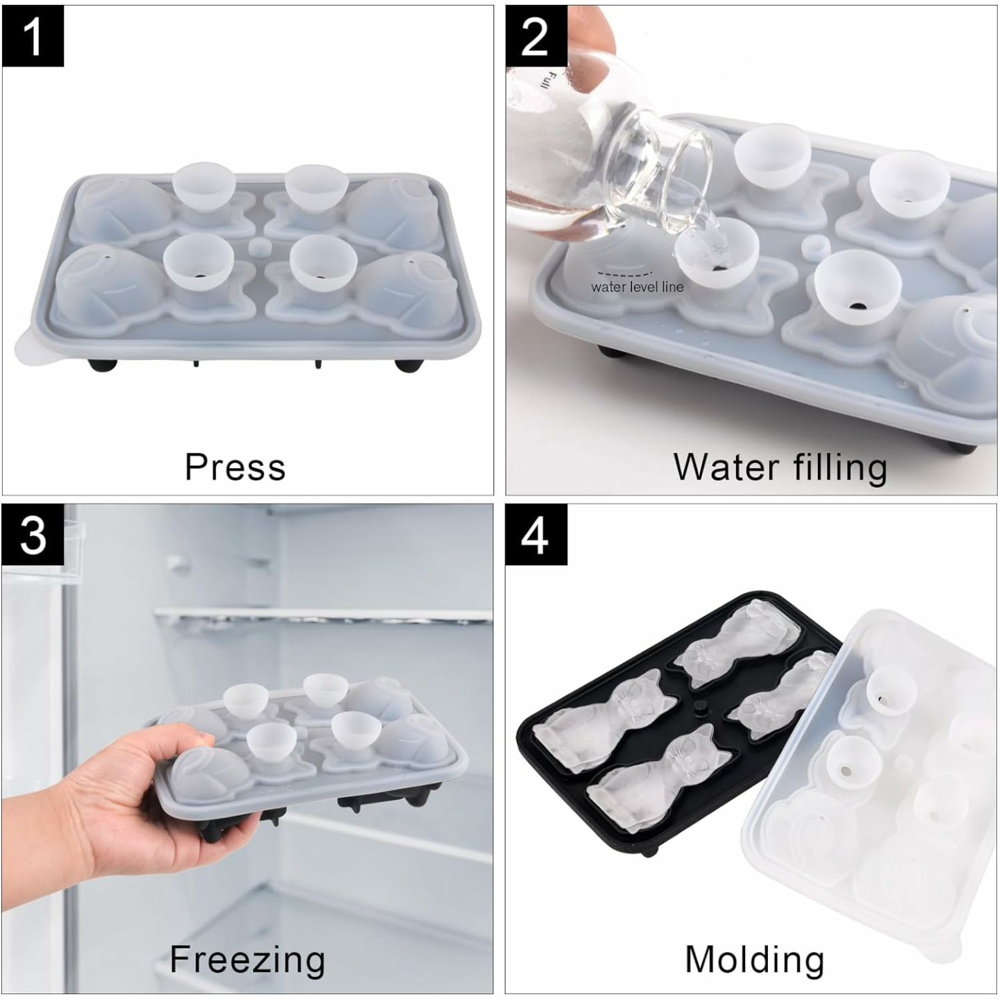 3D Cat Ice Cube Mold for Fun Cocktail Shapes