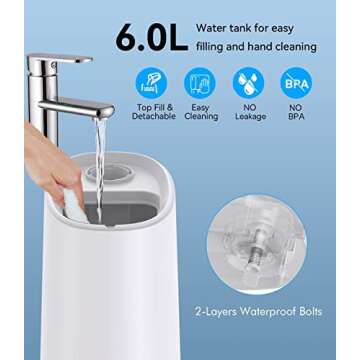 ENPULY 6L Top Fill Warm and Cool Mist Humidifiers for Bedroom/Large Room(Max 861sq.ft), 12 Levels Dual Mists Air Humidifier, Essential Oil Tray, Sleep Mode, 12 Hrs Timer, Child Lock(White)