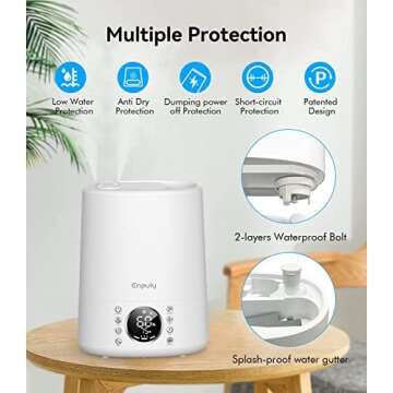 ENPULY 6L Top Fill Warm and Cool Mist Humidifiers for Bedroom/Large Room(Max 861sq.ft), 12 Levels Dual Mists Air Humidifier, Essential Oil Tray, Sleep Mode, 12 Hrs Timer, Child Lock(White)
