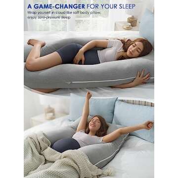 QUEEN ROSE Pregnancy Pillows, Cooling Maternity Pillow for Sleeping, 55in U Shaped Body Pillow for P...