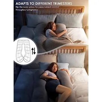 QUEEN ROSE Pregnancy Pillows, Cooling Maternity Pillow for Sleeping, 55in U Shaped Body Pillow for Pregnant Support, with Removable Silky Cover, Gray