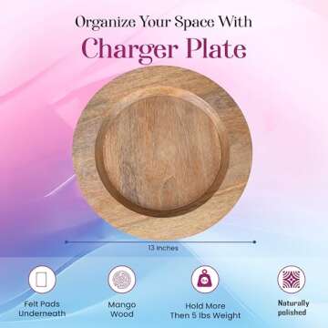 Handcrafted 13 Inch Mango Wood Charger Plates for Gifting