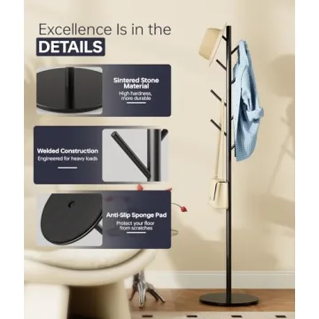 Stylish Coat Rack with 8 Hooks and Adjustable Heights
