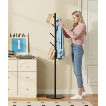 Stylish Coat Rack with 8 Hooks and Adjustable Heights