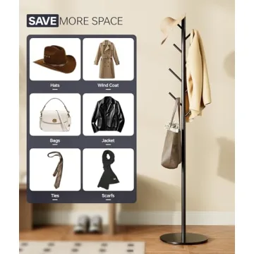 Stylish Coat Rack with 8 Hooks and Adjustable Heights