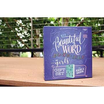 NIV, Beautiful Word Coloring Bible for Girls Pencil/Sticker Gift Set, Updated, Leathersoft over Board, Teal, Comfort Print: 600+ Verses to Color