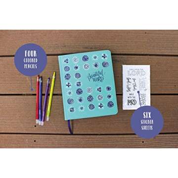 NIV, Beautiful Word Coloring Bible for Girls Pencil/Sticker Gift Set, Updated, Leathersoft over Board, Teal, Comfort Print: 600+ Verses to Color