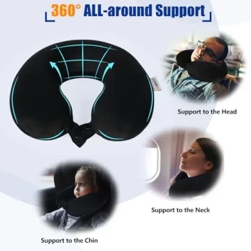 SAIREIDER Memory Foam Travel Neck Pillow - Black