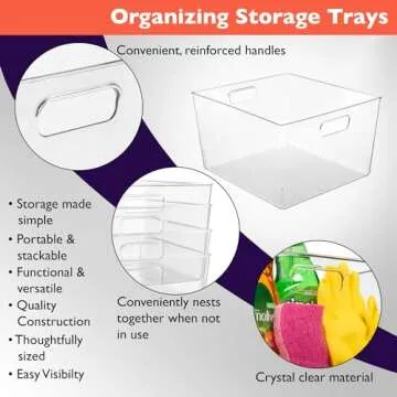 ClearSpace Clear Plastic Storage Bins – XL 8 Pack Perfect Kitchen or Pantry Organization Fridge Organizer and Storage Bins, Cabinet Organizers