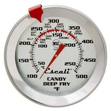 Escali AHC2 Stainless Steel Deep Frying and Candy Thermometer with Pot Clip, 12-Inch Probe with Candy Temperature Zones, NSF Certified