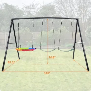 Hapfan Heavy Duty Swing Set with Saucer and Belt Swings