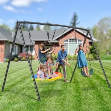 Hapfan Heavy Duty Swing Set with Saucer and Belt Swings