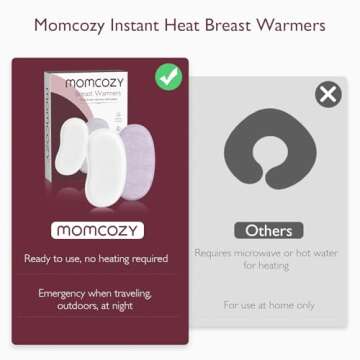 Momcozy Instant Heat Breast Warmers - Easy Release for Soothing Warmth - Lasting Heat Relief for Breastfeeding Challenges, Individually Packaged, Improve Milk Flow, 8 pcs