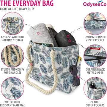 Odyseaco Large Beach Bags for Women - Stylish Waterproof Tote