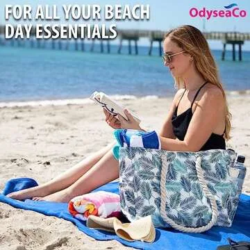 Odyseaco Large Waterproof Beach Tote Bag for Women