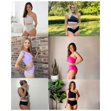 Stylish Holipick High Waisted One Shoulder Bikini Set