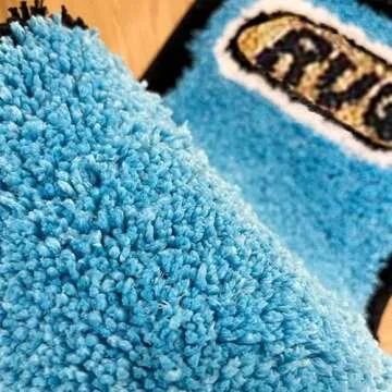 Blue Lighter Tufted Rug - Retro Rainbow Fluffy Design