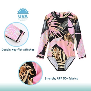 Girls One Piece Swimsuit with UPF 50+ Protection in Pink